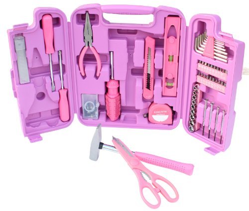 Werkzeugkoffer für Frauen 24L Präsentationskoffer Etagenkoffer Pink Schlüssel 
