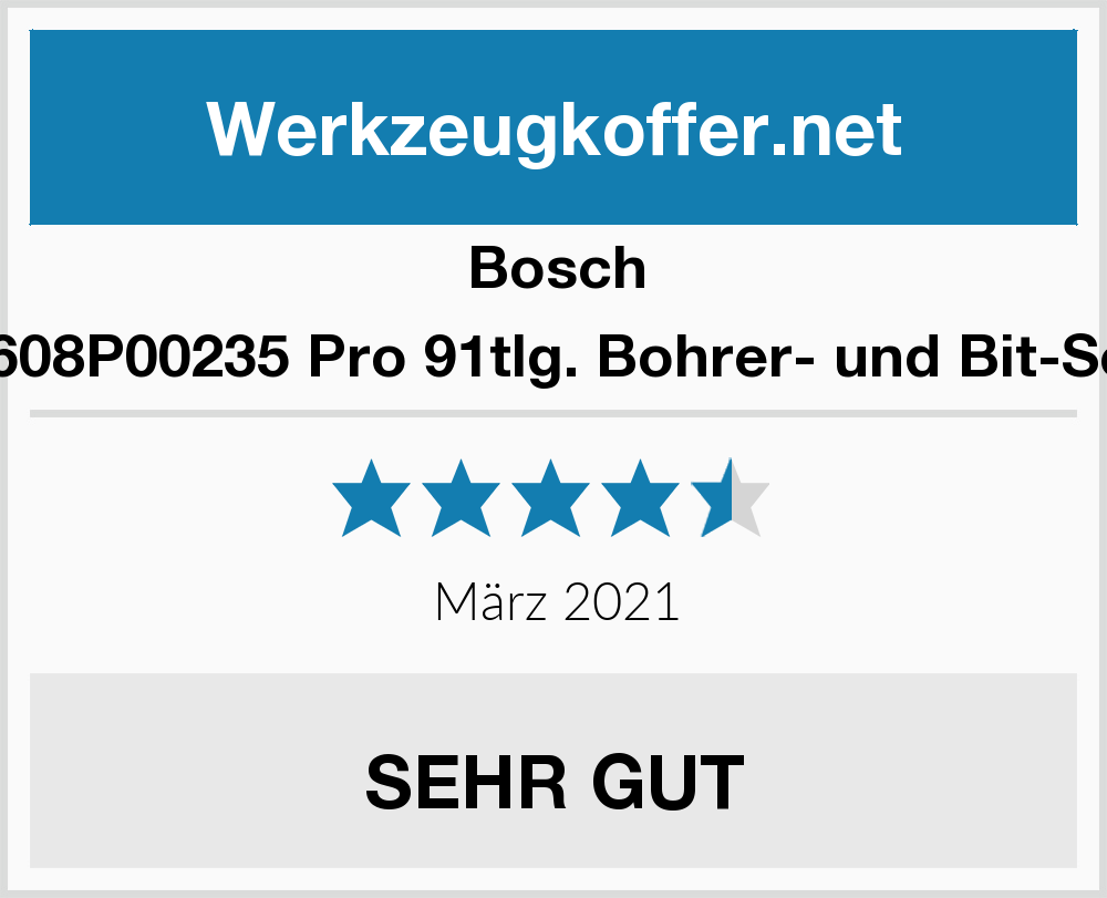 Bohrer 91 Stück Bosch Professional 2608P00235 Pro 91tlg und Bit-Set Premium